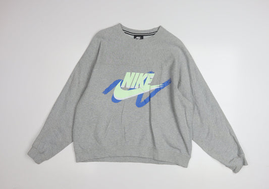 Nike Women’s Grey Graphic Pullover Sweatshirt Small Relaxed Fit