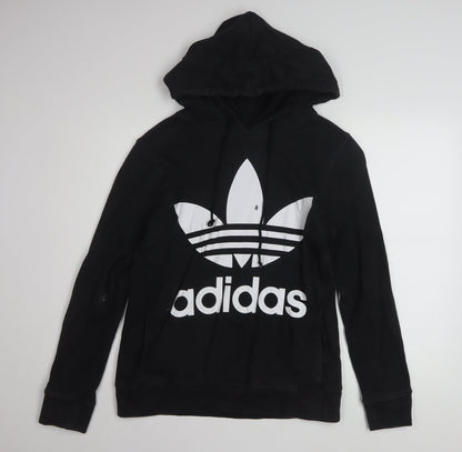 Adidas Womens Black Hoodie Size 10 Pullover Hooded Sweatshirt