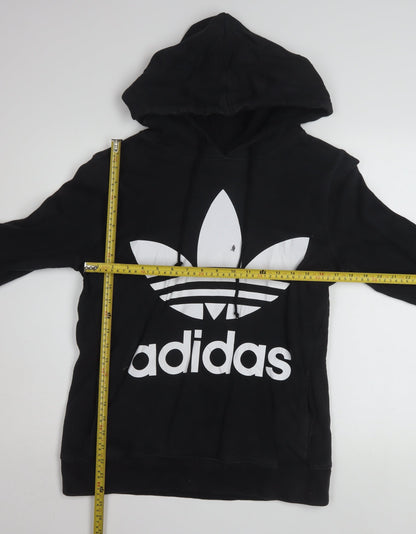 Adidas Womens Black Hoodie Size 10 Pullover Hooded Sweatshirt