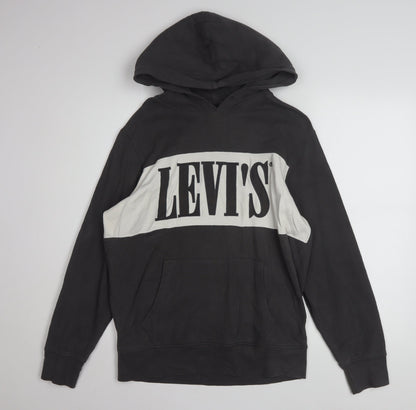 Levi's Men's Black Pullover Hoodie Small Logo Graphic Cotton