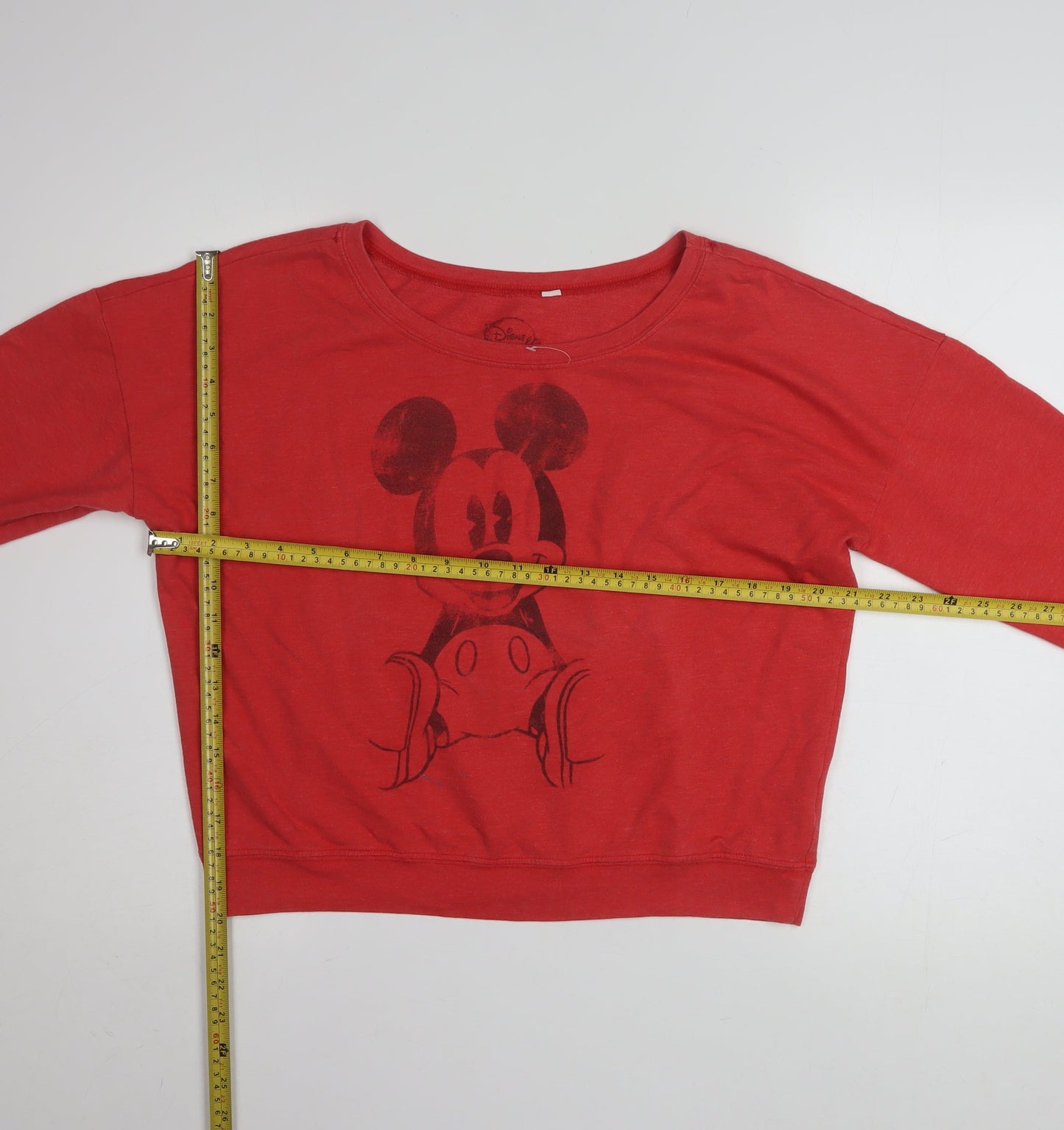 Disney Women Red Mickey Mouse Pullover Sweatshirt Size S Cotton Blend