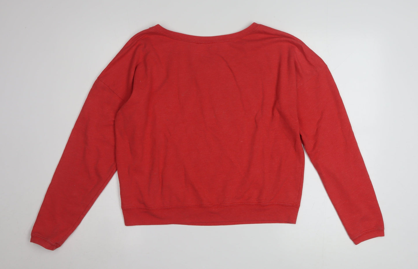 Disney Women Red Mickey Mouse Pullover Sweatshirt Size S Cotton Blend