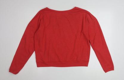 Disney Women Red Mickey Mouse Pullover Sweatshirt Size S Cotton Blend