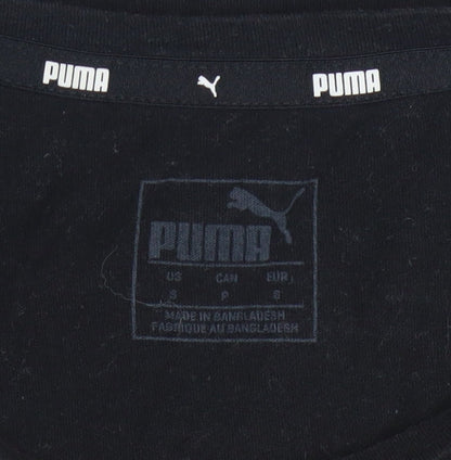 Puma Womens Black Gold Logo T-Shirt Small Short Sleeve Cotton