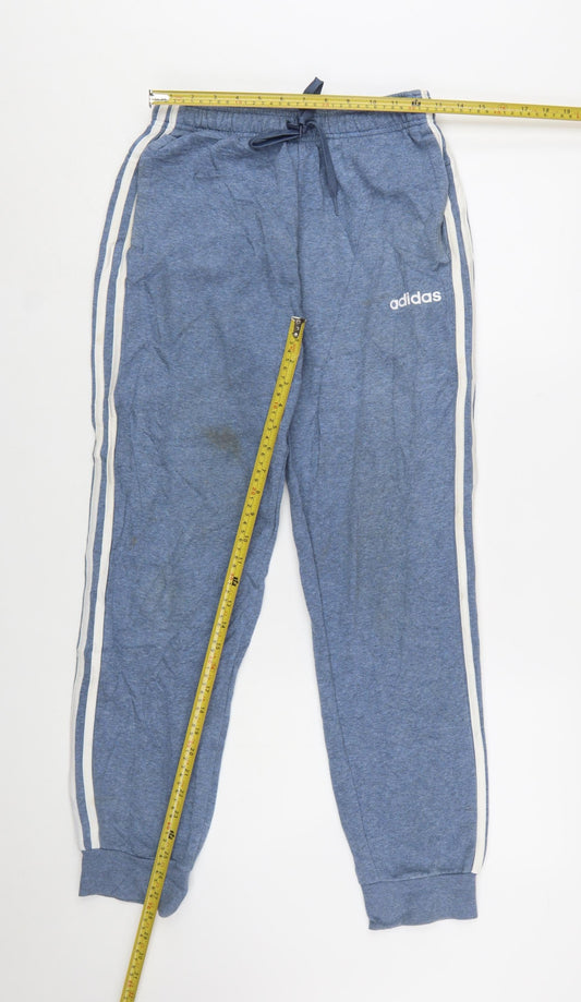 Adidas Mens Blue Small Jogger Sweatpants with Stripes