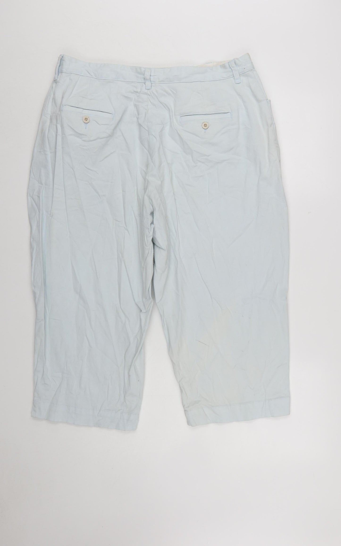Lee Women's Blue Cotton Capri Trousers Size 16 Plus Stretch Twill