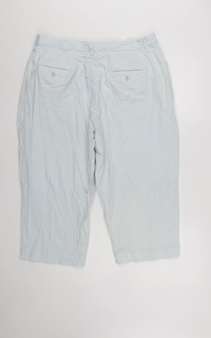 Lee Women's Blue Cotton Capri Trousers Size 16 Plus Stretch Twill