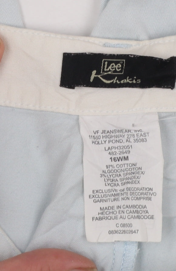 Lee Women's Blue Cotton Capri Trousers Size 16 Plus Stretch Twill