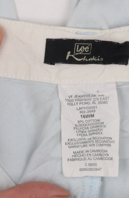 Lee Women's Blue Cotton Capri Trousers Size 16 Plus Stretch Twill