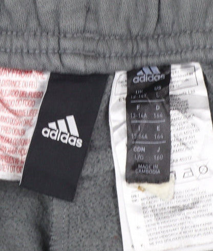 Adidas Boys Grey Jogger Trousers 14 Years Regular Fit Sportswear