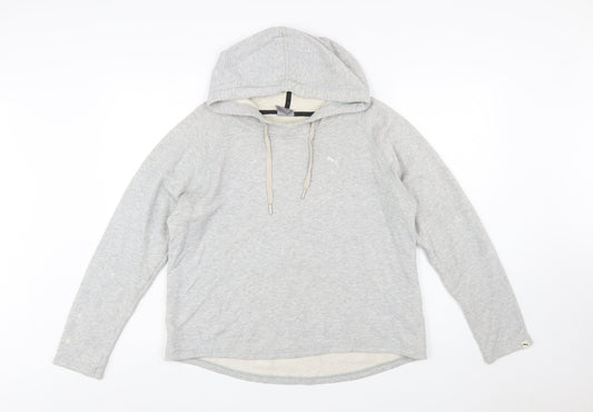 PUMA Womens Grey Hoodie Size 14 Pullover Long Sleeve Casual