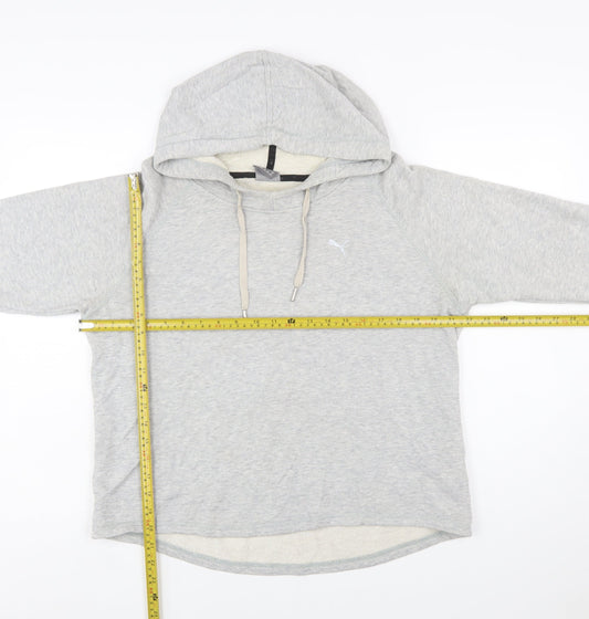 PUMA Womens Grey Hoodie Size 14 Pullover Long Sleeve Casual