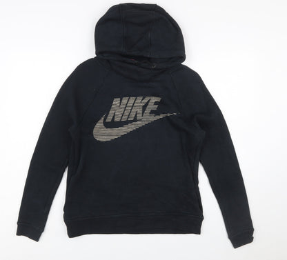 Nike Womens Black XS Pullover Hoodie with Logo Print