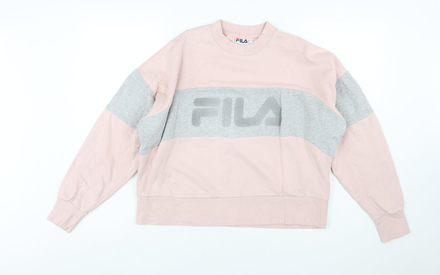 FILA Women's Pink & Grey Logo Sweatshirt Small Cotton Blend