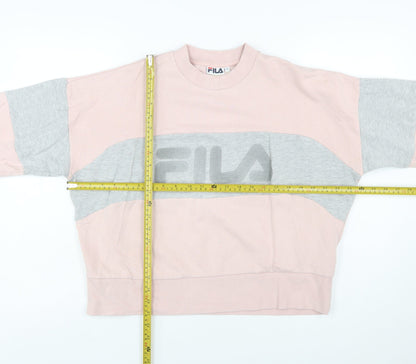 FILA Women's Pink & Grey Logo Sweatshirt Small Cotton Blend