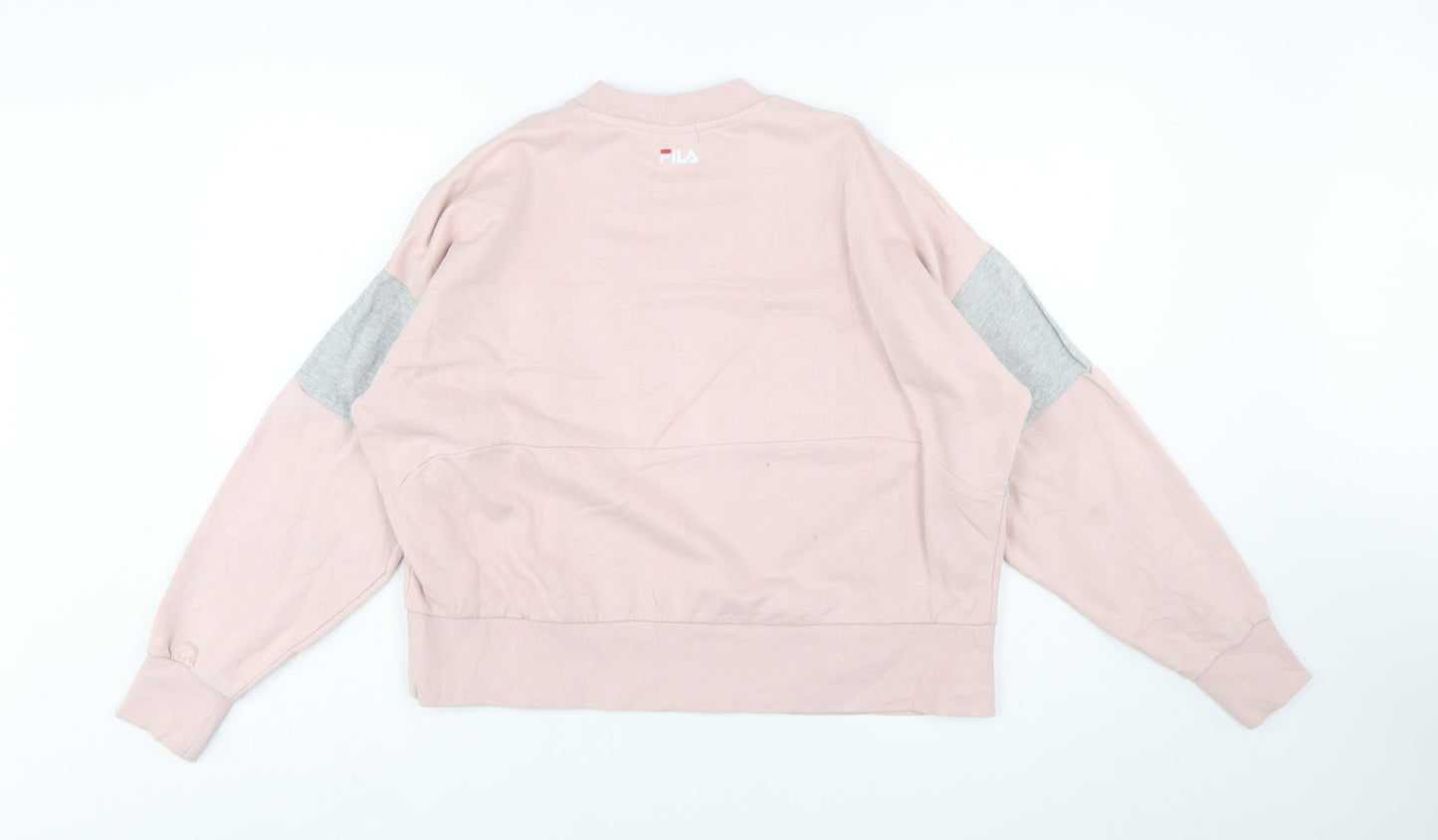 FILA Women's Pink & Grey Logo Sweatshirt Small Cotton Blend