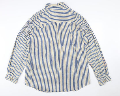 Basic Editions Men's Blue Striped 2XL Tall Cotton Button-Up Shirt