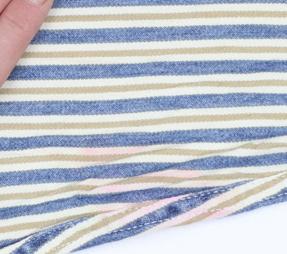 Basic Editions Men's Blue Striped 2XL Tall Cotton Button-Up Shirt
