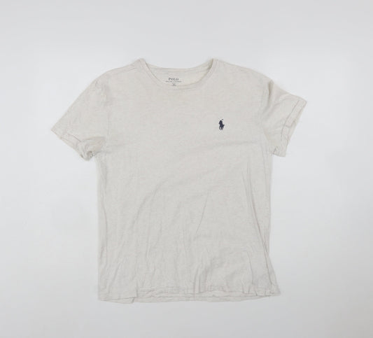 Ralph Lauren Men's Beige Small Lightweight Cotton Crew Neck T-Shirt