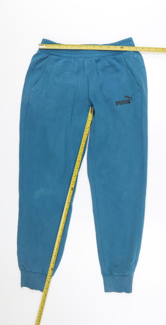 Puma Men Blue Small Jogger Sweatpants Cotton Tapered Fit