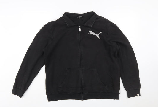 Puma Women Black Size 16 Full Zip Sweatshirt Cotton Blend