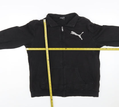Puma Women Black Size 16 Full Zip Sweatshirt Cotton Blend