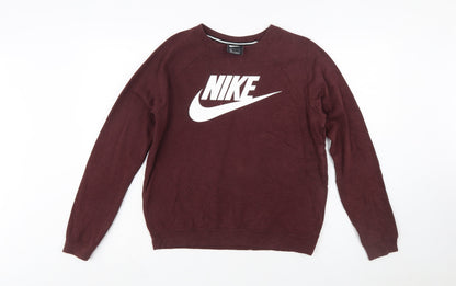 Nike Women’s Burgundy Crew Neck Sweatshirt Size S Logo Print