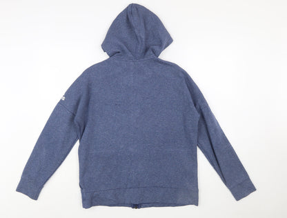 Adidas Boys Blue Full Zip Hoodie Size 13-14 Years Cotton Blend Sportswear