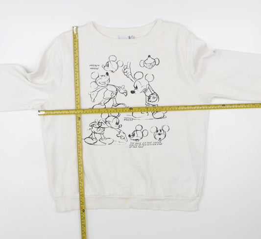 Disney x Primark Women White Mickey Mouse Graphic Sweatshirt M 12/14