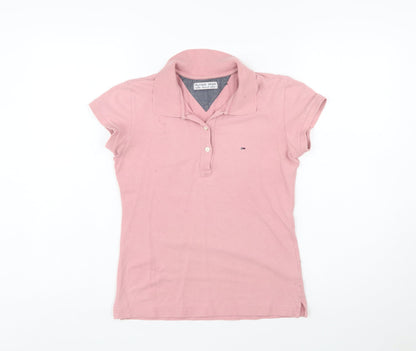 Hilfiger Denim Women's Pink Polo Shirt Medium Slim Fit Cotton