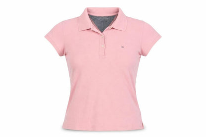 Hilfiger Denim Women's Pink Polo Shirt Medium Slim Fit Cotton