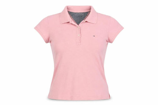 Hilfiger Denim Women's Pink Polo Shirt Medium Slim Fit Cotton