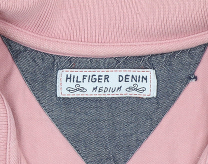 Hilfiger Denim Women's Pink Polo Shirt Medium Slim Fit Cotton