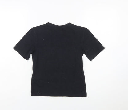 Champion Girls Black Medium Logo Short Sleeve Cotton T-Shirt