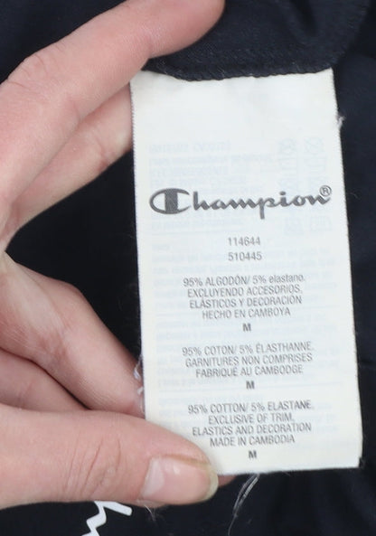 Champion Girls Black Medium Logo Short Sleeve Cotton T-Shirt