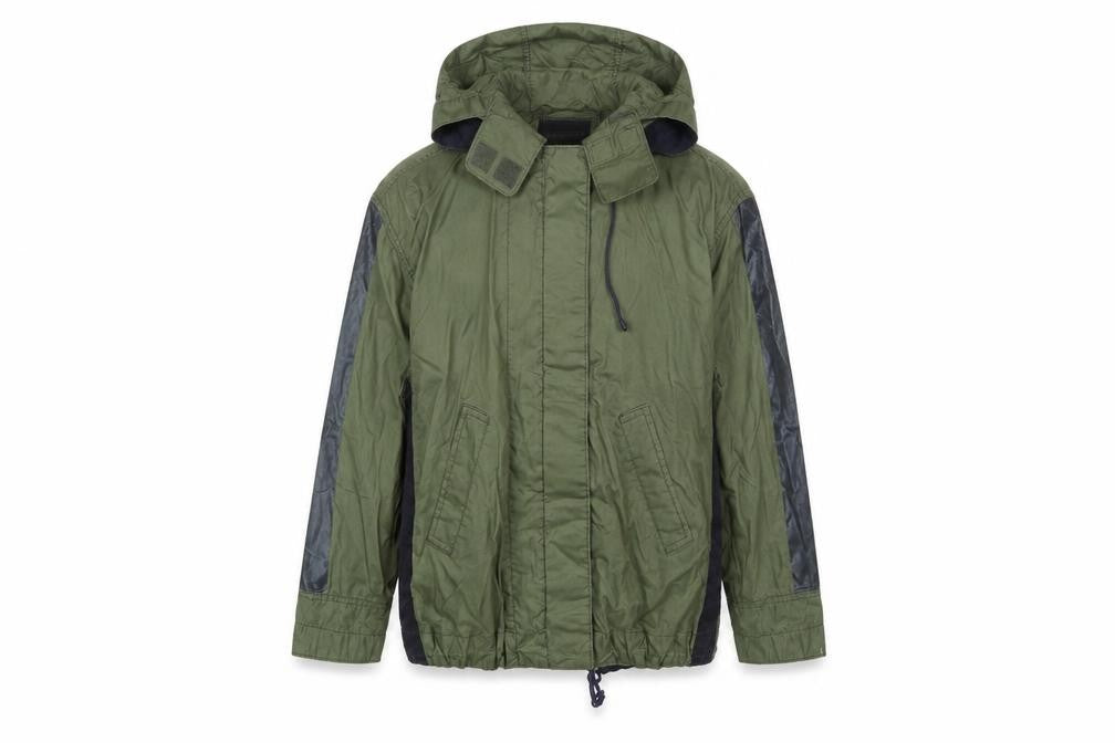 Front view of J.Crew Women’s Green Hooded Anorak Jacket XXS Cotton Zip