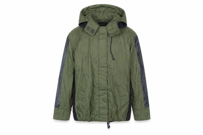 Front view of J.Crew Women’s Green Hooded Anorak Jacket XXS Cotton Zip