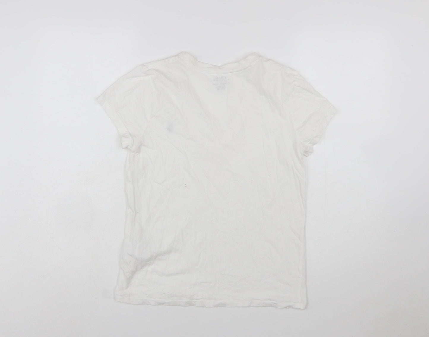 Polo Ralph Lauren Women's White V-Neck Slim Fit Cotton T-Shirt Size S