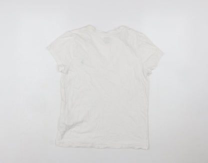 Polo Ralph Lauren Women's White V-Neck Slim Fit Cotton T-Shirt Size S