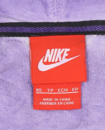 Nike Womens Purple Full Zip Hoodie XS Lightweight Cotton Blend