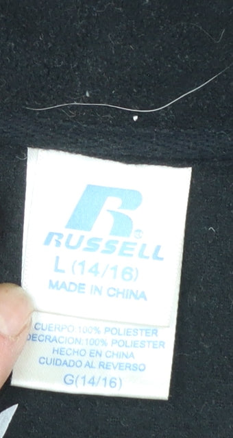 Russell Women's Black & Grey Fleece Pullover Sweatshirt L 14/16