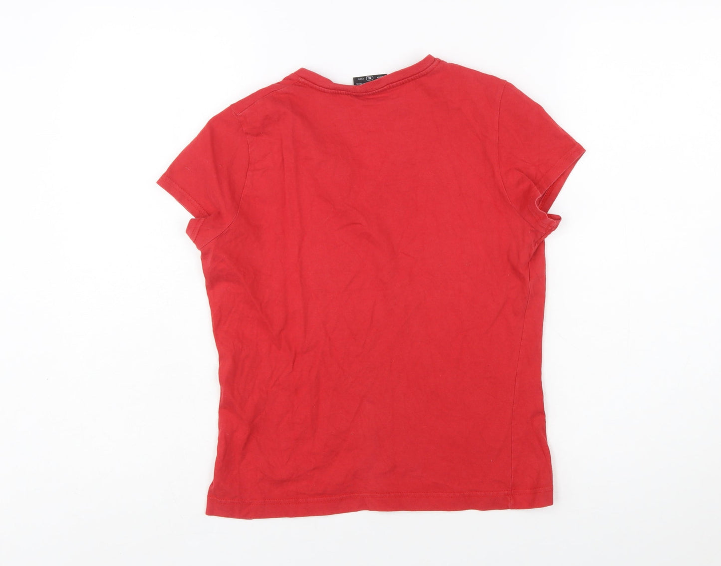 Champion Womens Red V-Neck Short Sleeve Cotton T-Shirt M