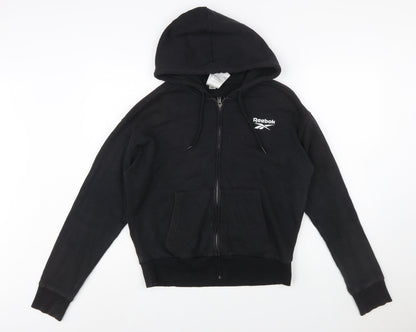 Reebok Womens Black Full Zip Hoodie Medium Hooded Sweatshirt