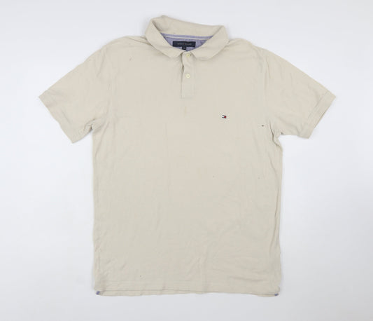 Tommy Hilfiger Men's Beige Slim Fit Cotton Polo Shirt XXL