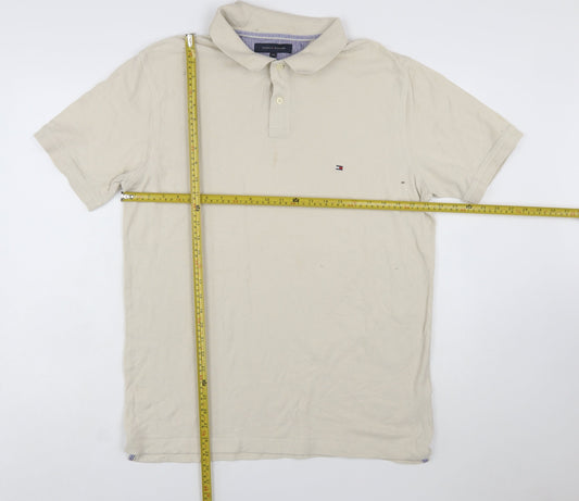 Tommy Hilfiger Men's Beige Slim Fit Cotton Polo Shirt XXL