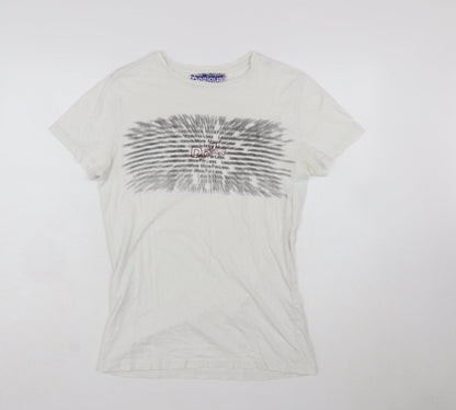Desigual Women White Graphic Basic T-Shirt Size M
