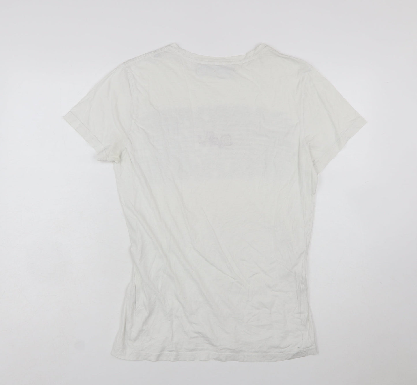 Desigual Women White Graphic Basic T-Shirt Size M