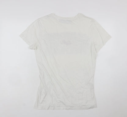Desigual Women White Graphic Basic T-Shirt Size M