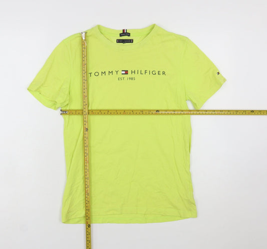 Tommy Hilfiger Boys Yellow Organic Cotton Logo T-Shirt Size 164