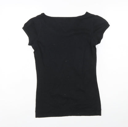 Tommy Hilfiger Women Black Basic Slim Fit Cotton T-Shirt M